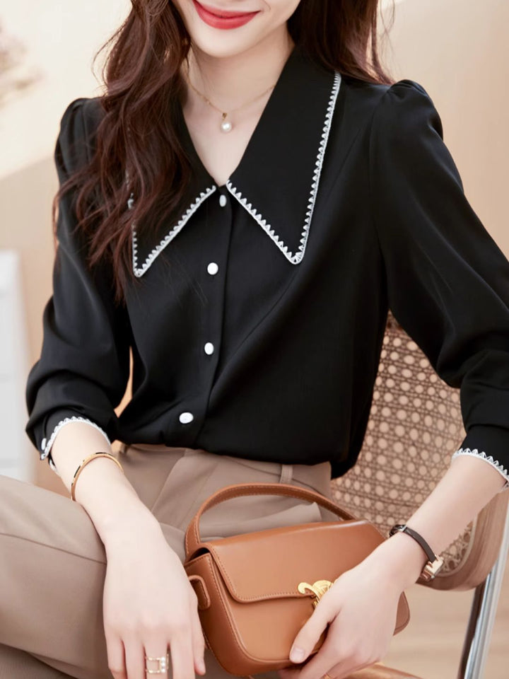 Lapel Chiffon Shirt