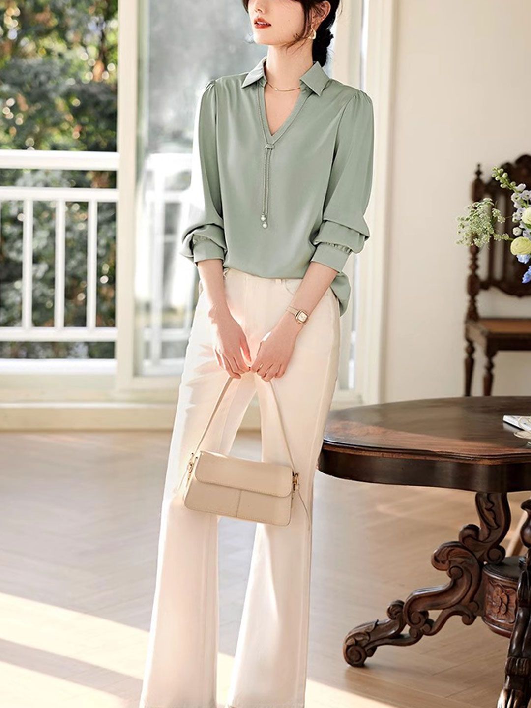 Elegant V-Neck Satin TOP