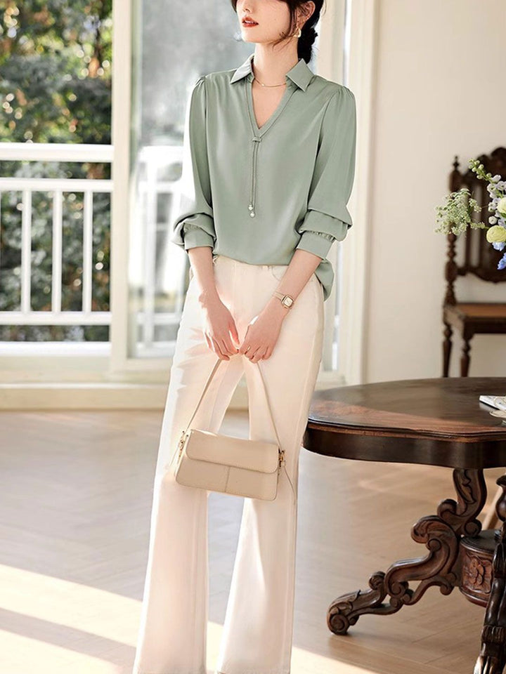 Elegant V-Neck Satin TOP