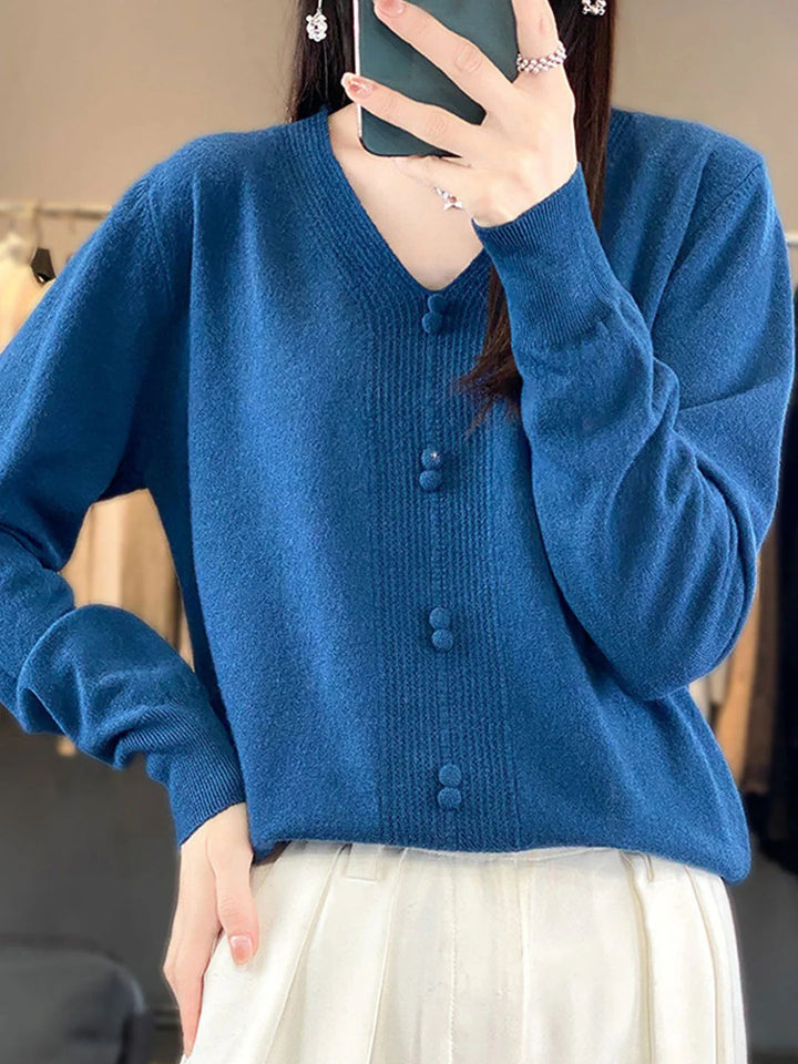 Casual V-neck Loose Knitted Sweater