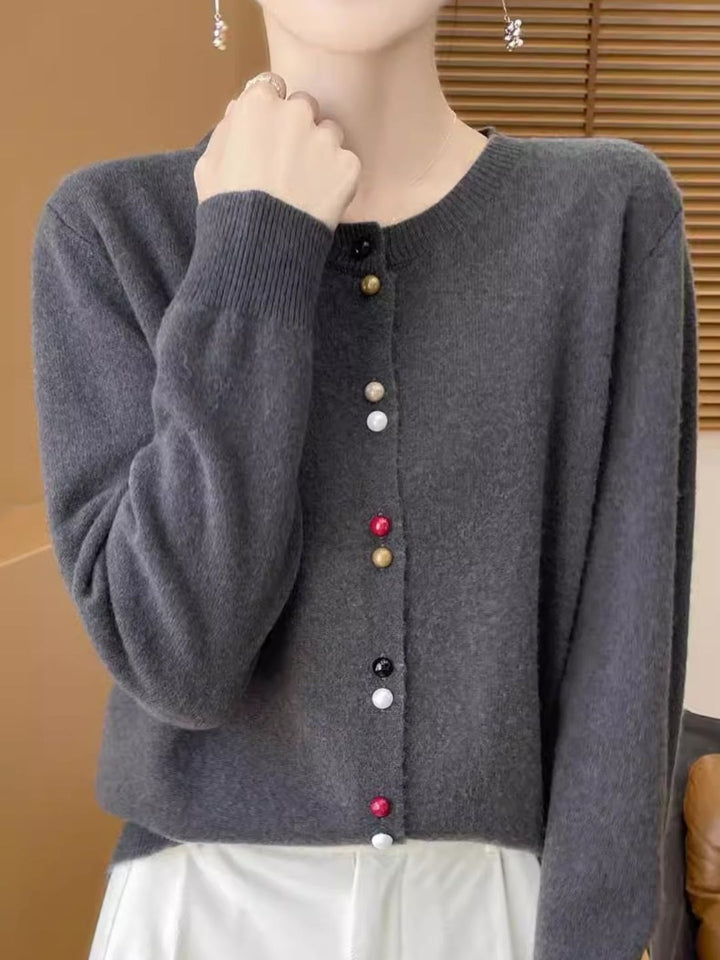 Crew Neck Solid Color Sweater