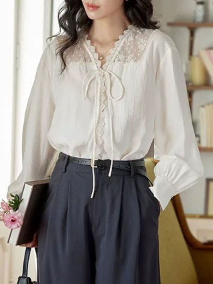 Lace Hollow Long Sleeve Top