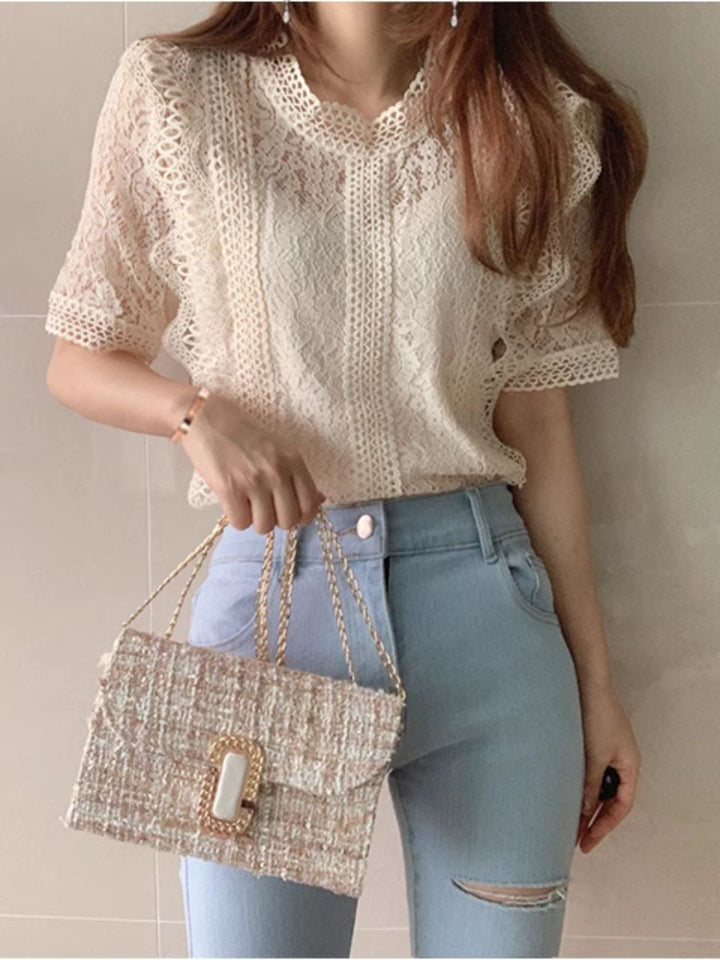 Lace Short Sleeve Shirt