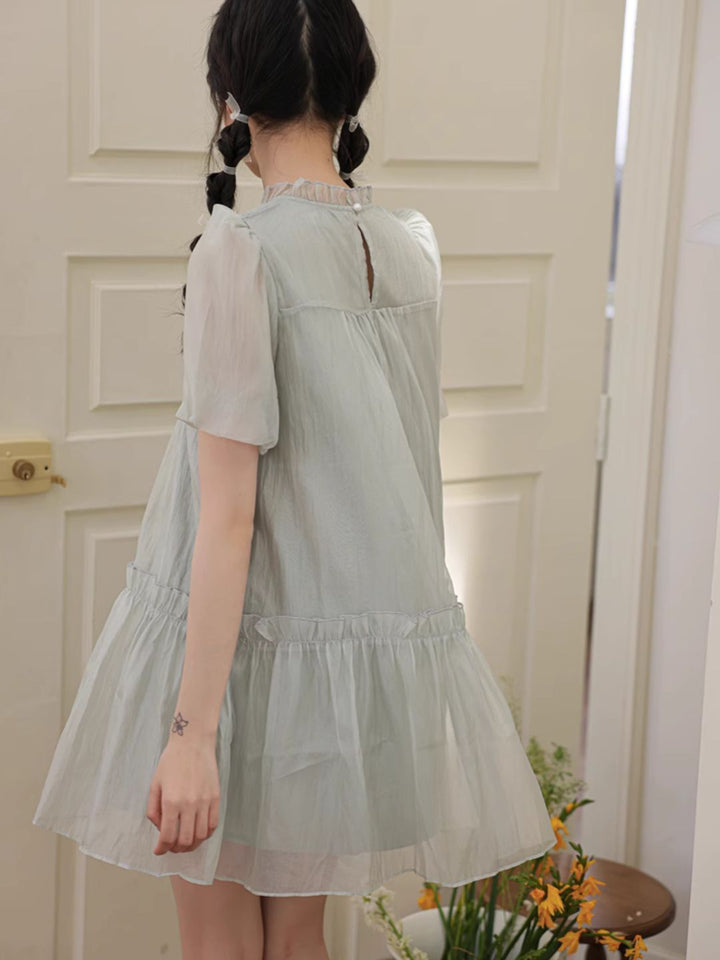 Ruffled Stand Collar Dress