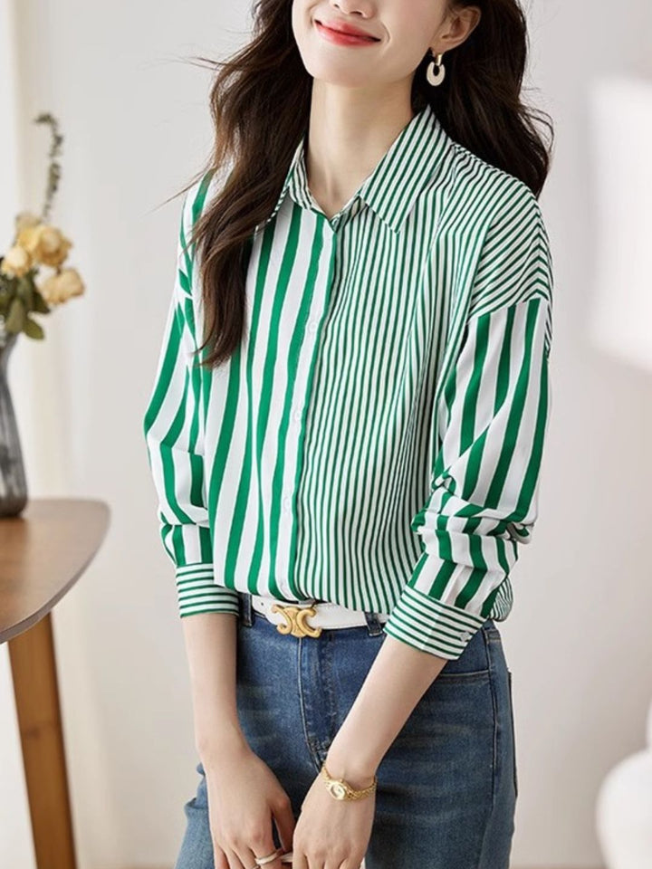 Polo Collar Striped Shirt