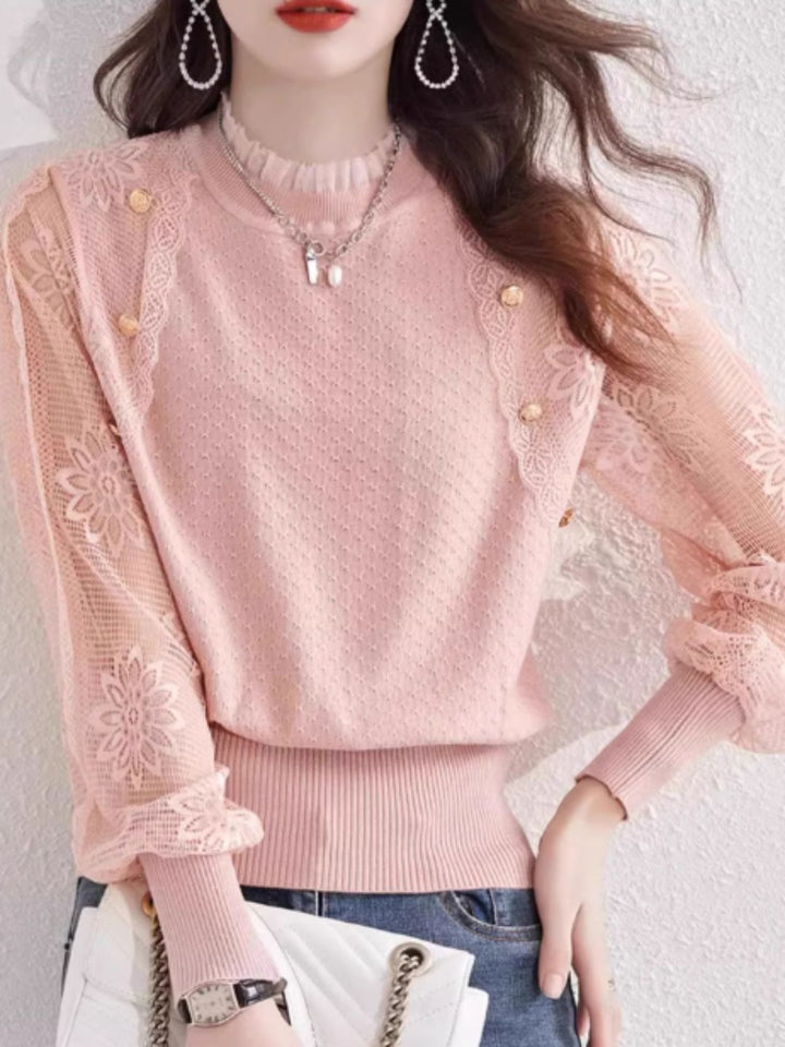 Chic Thin Lace Knitted Bottoming Sweater