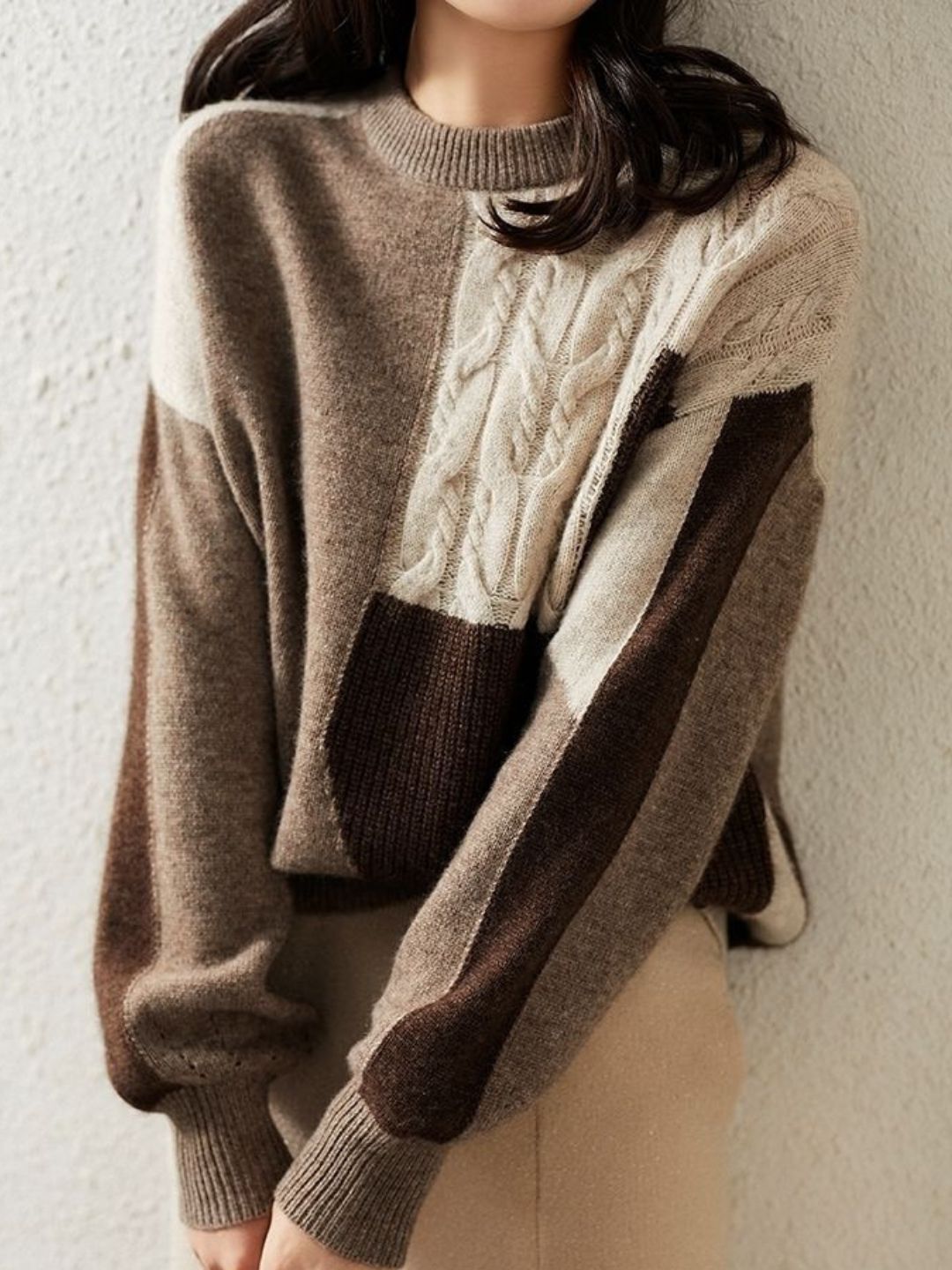 Color Block Crewneck Sweater