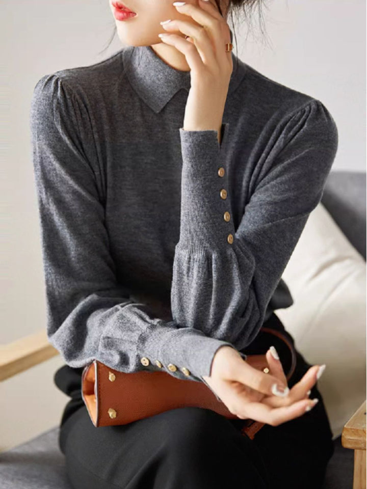 Vintage Turtleneck Knitted Sweater -Black