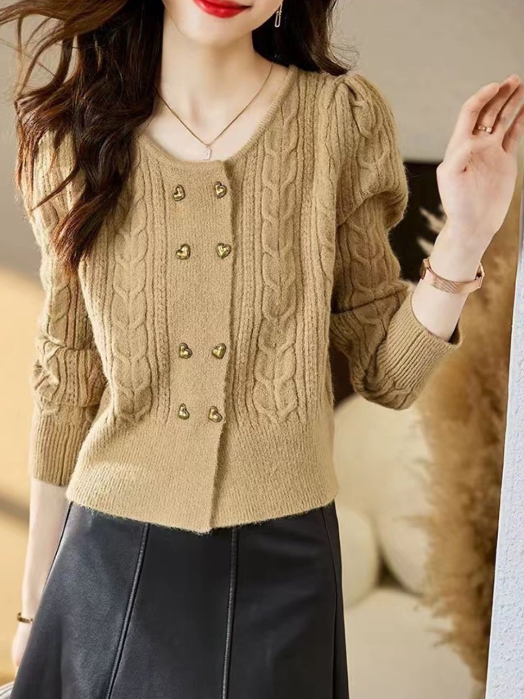 Double Breasted Knit Cardigan