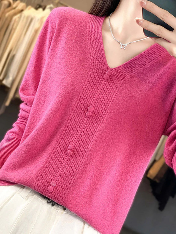 Casual V-neck Loose Knitted Sweater