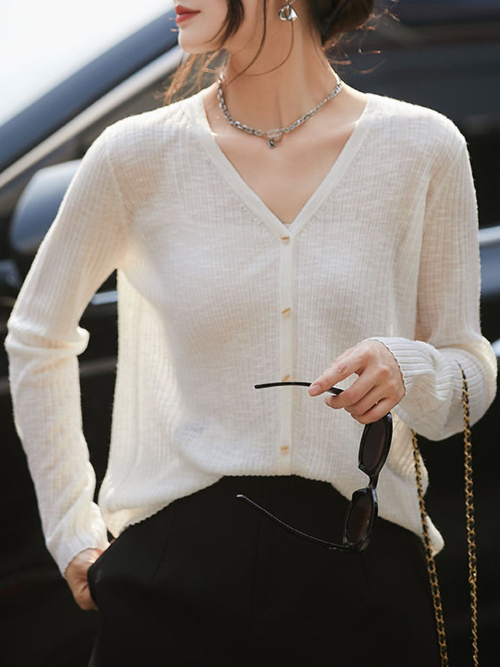 V-Neck Loose Cool Knit Top