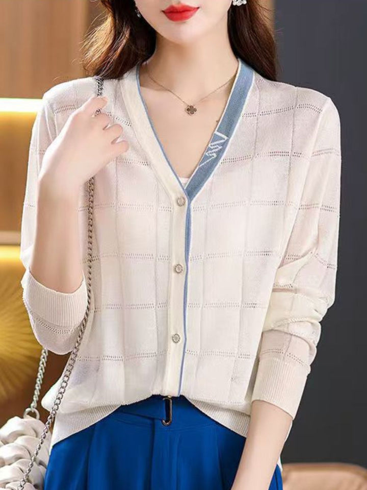 Retro Loose V-Neck Thin Cardigan
