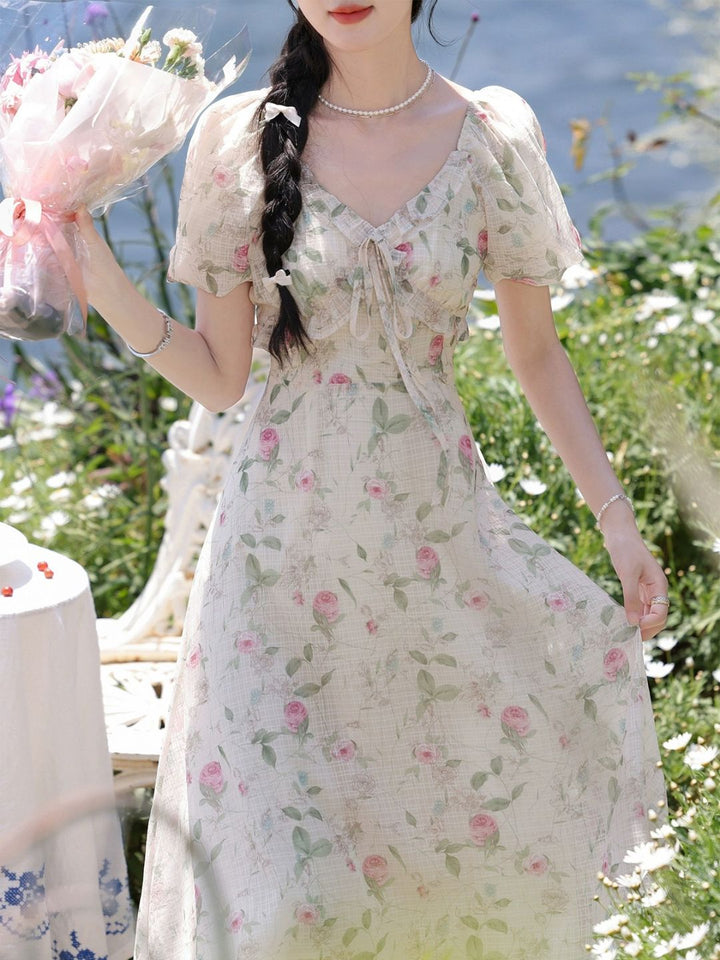 Puff Sleeve Floral Dress