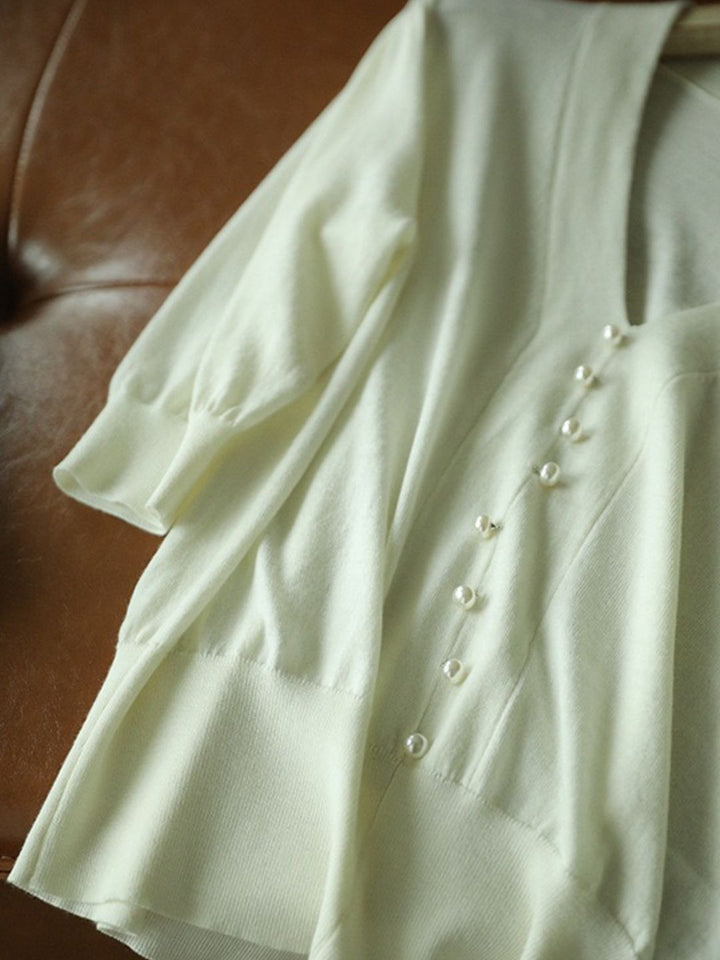 V-neck Sweater Top - Red