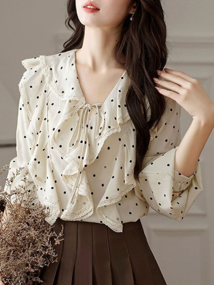 Retro Ruffled Polka Dot Top