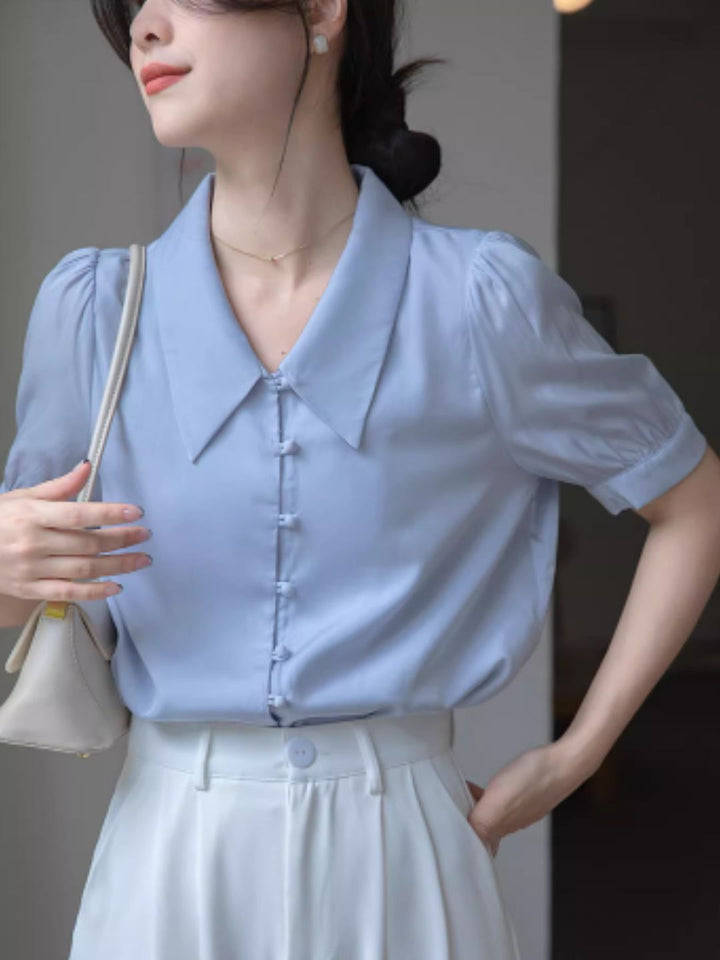 V-neck Puff Sleeve Top