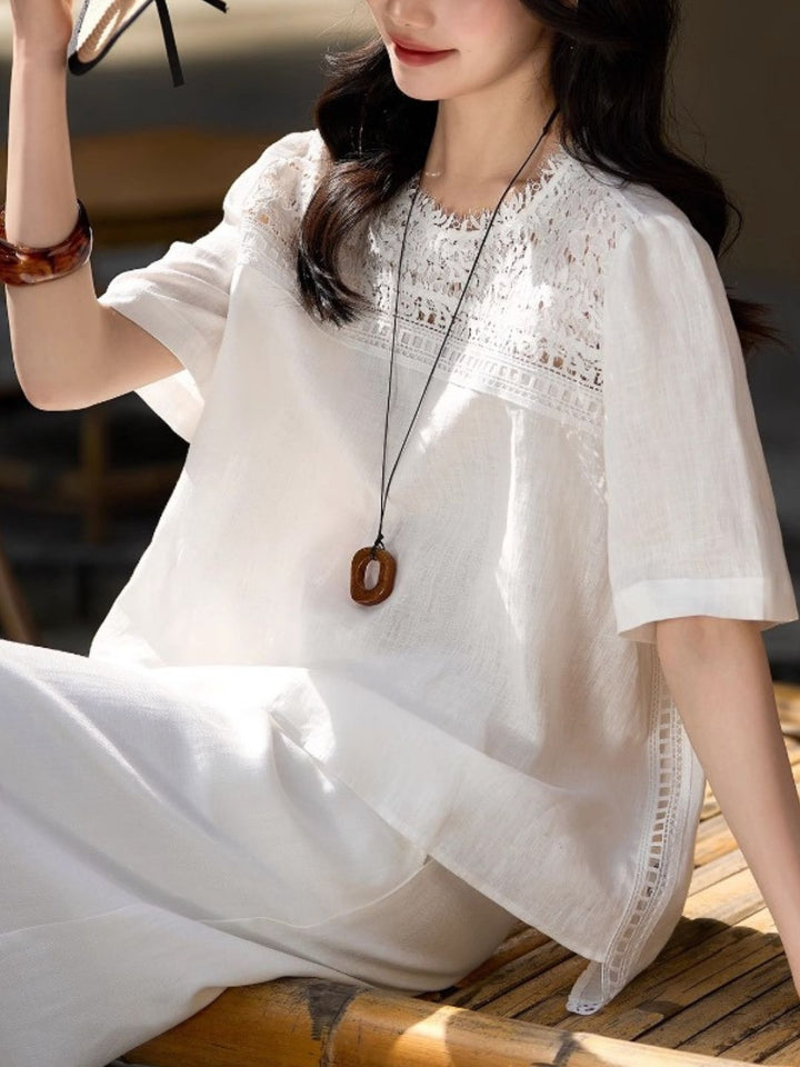 Lace Loose Crewneck Top