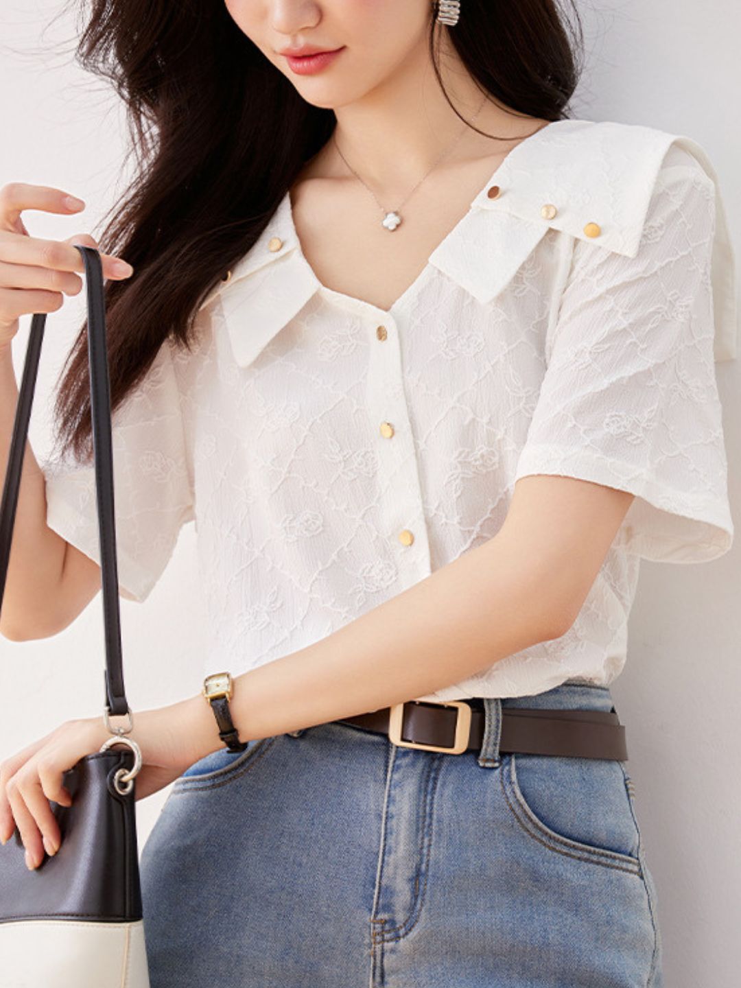 Loose Jacquard Chiffon Top