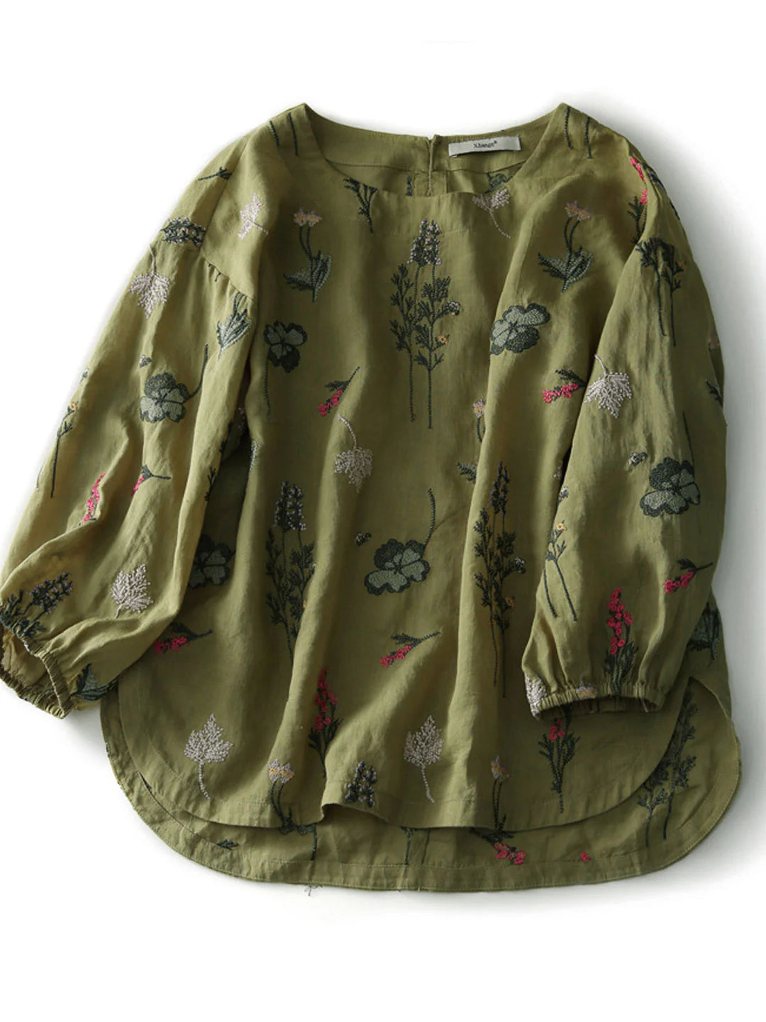 Loose Printed Embroidered Top