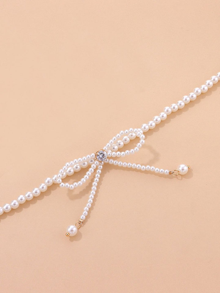 BOWKNOT FAUX PEARL NECKLACE