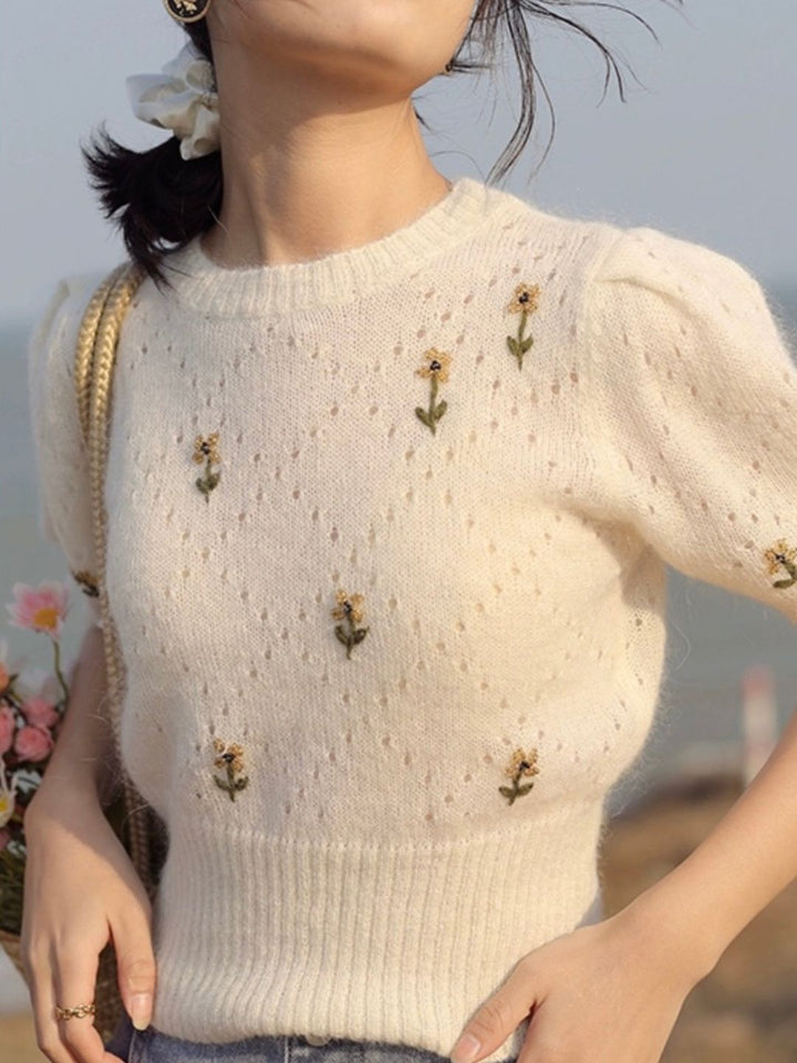 Embroidered Top - Round Neck
