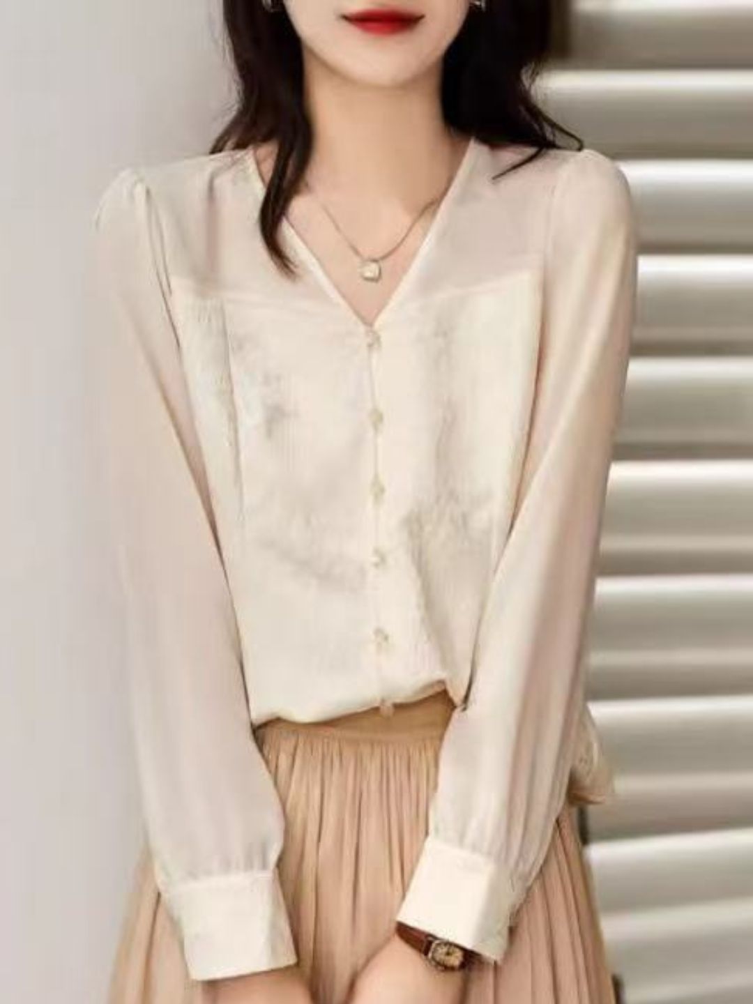 Embroidered V-Neck Shirt