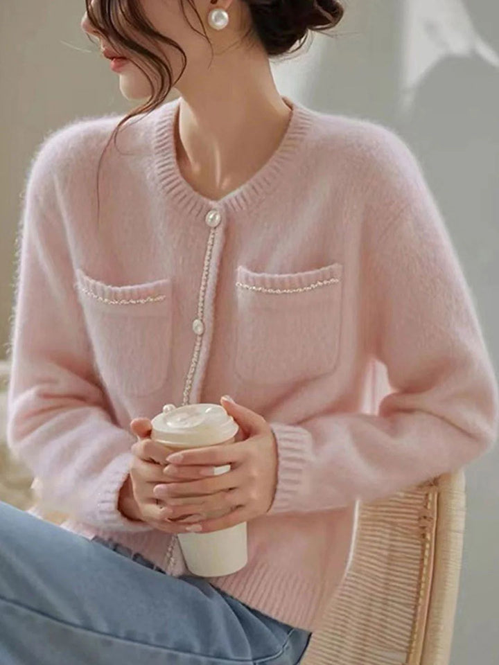Elegant Solid Color Knitted Cardigan