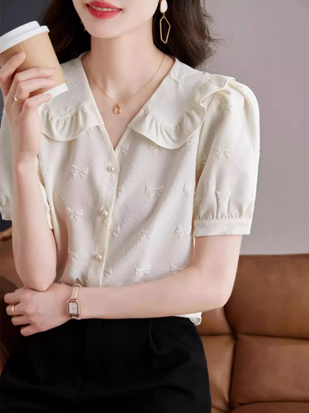 Bow Casual Chiffon Shirt Top