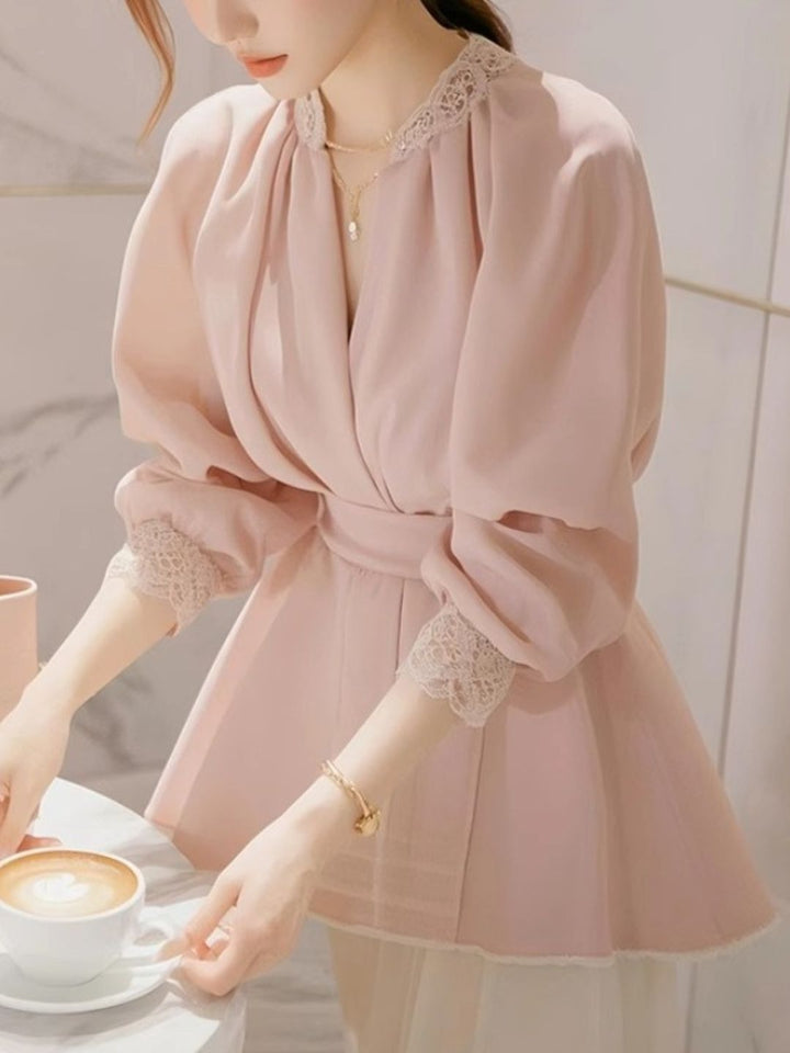 Classic V-neck Lace Top