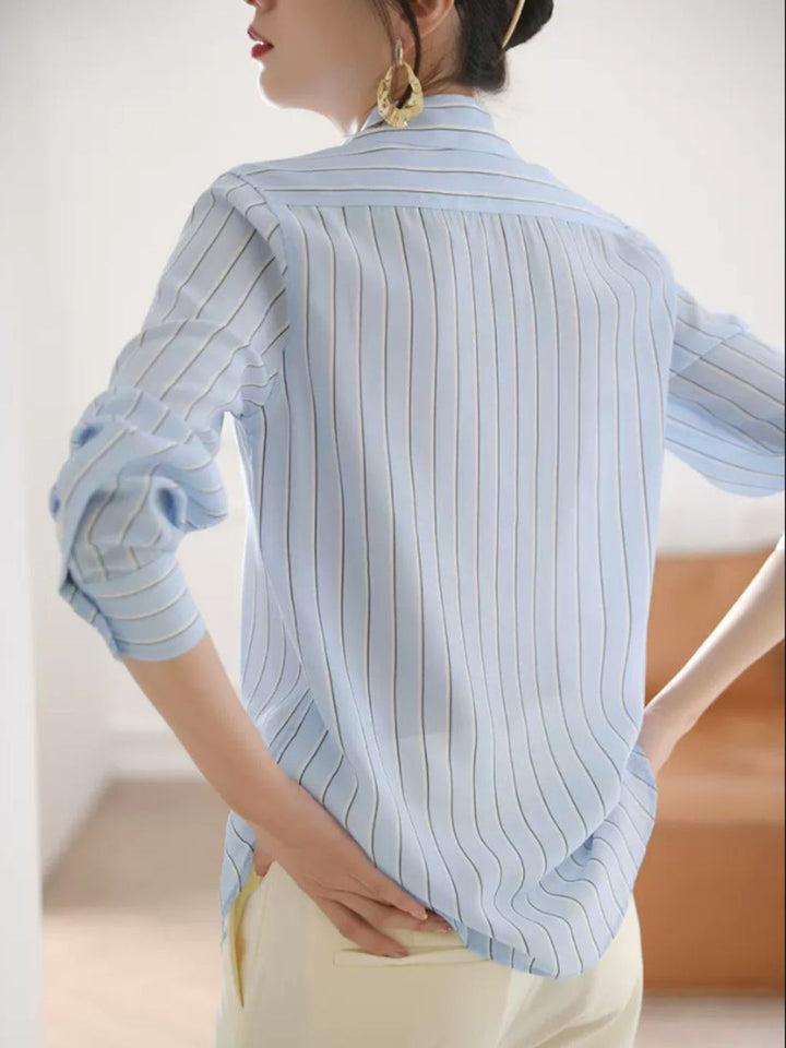 Commuter Lapel Striped Shirt