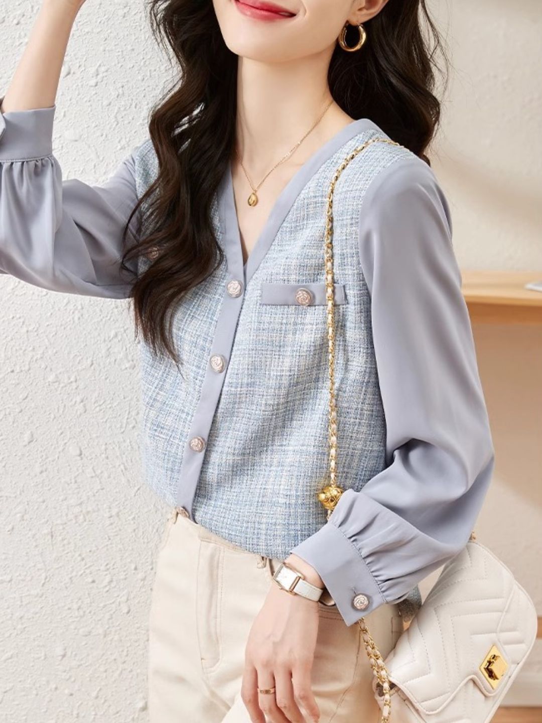 Slim Fit Long Sleeve Chiffon Shirt