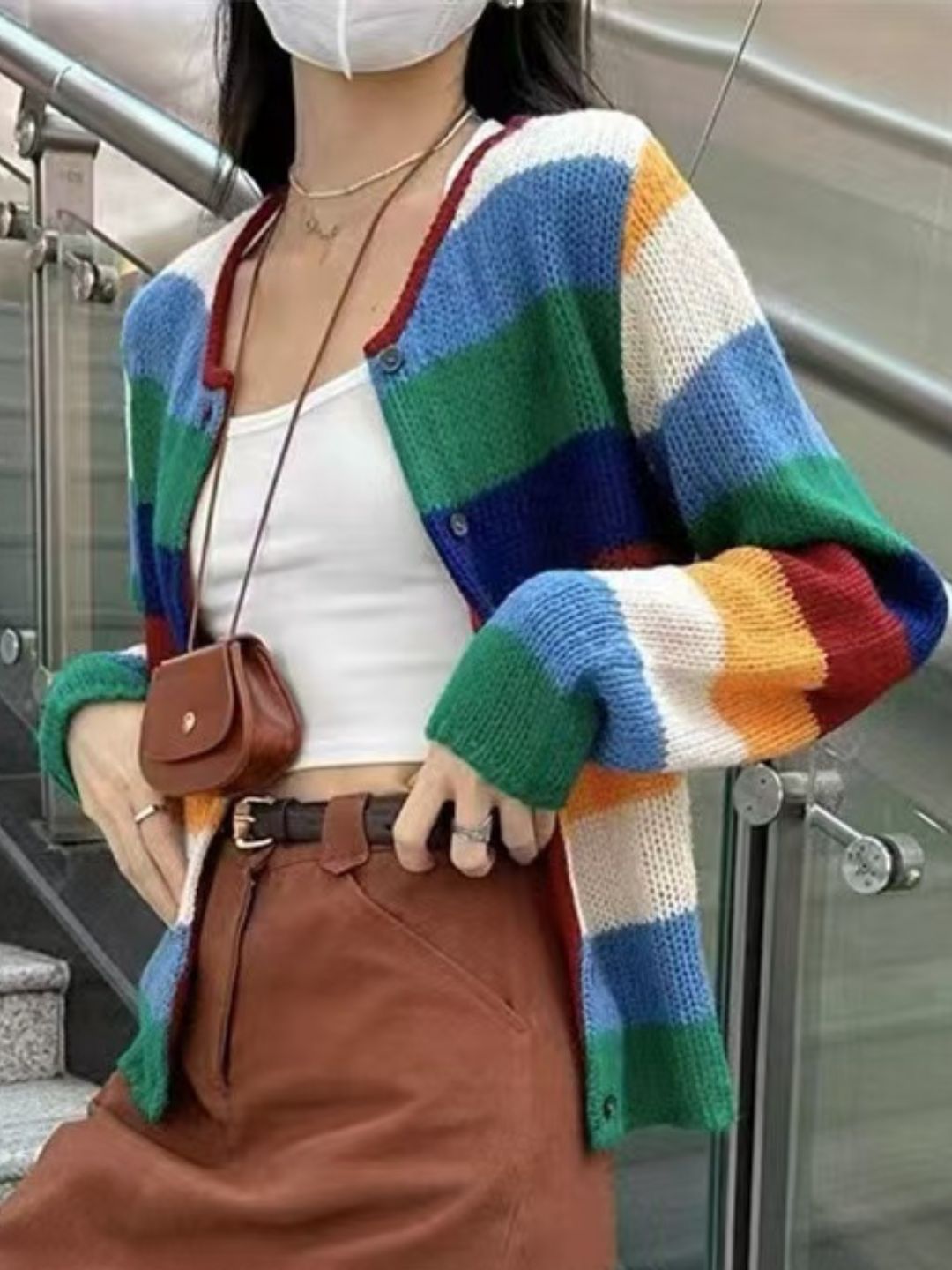 Rainbow Stripe Crewneck Sweater