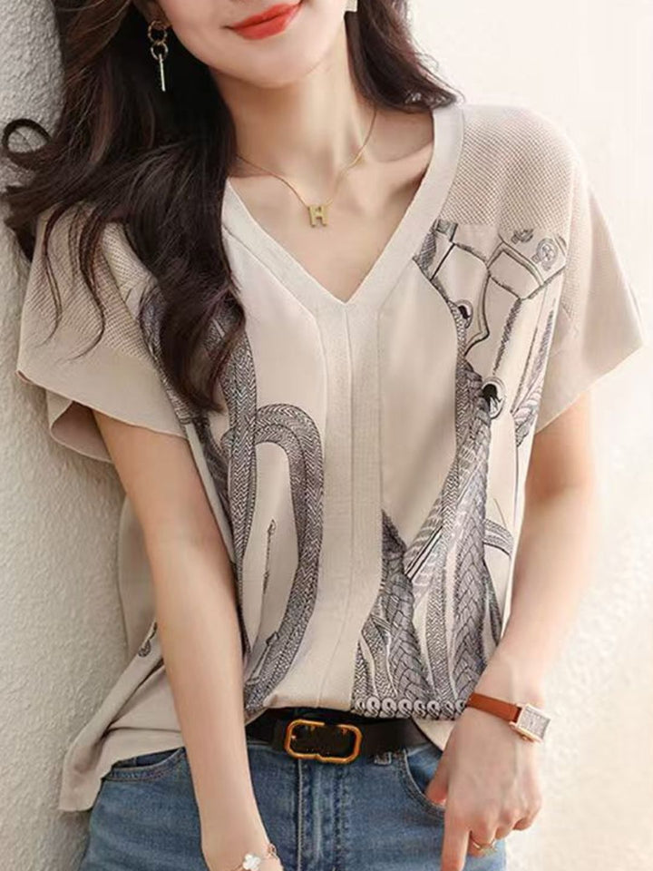 Retro Loose V-Neck Knitted Top