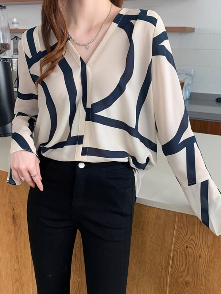 V-neck Fashionable Chiffon Shirt