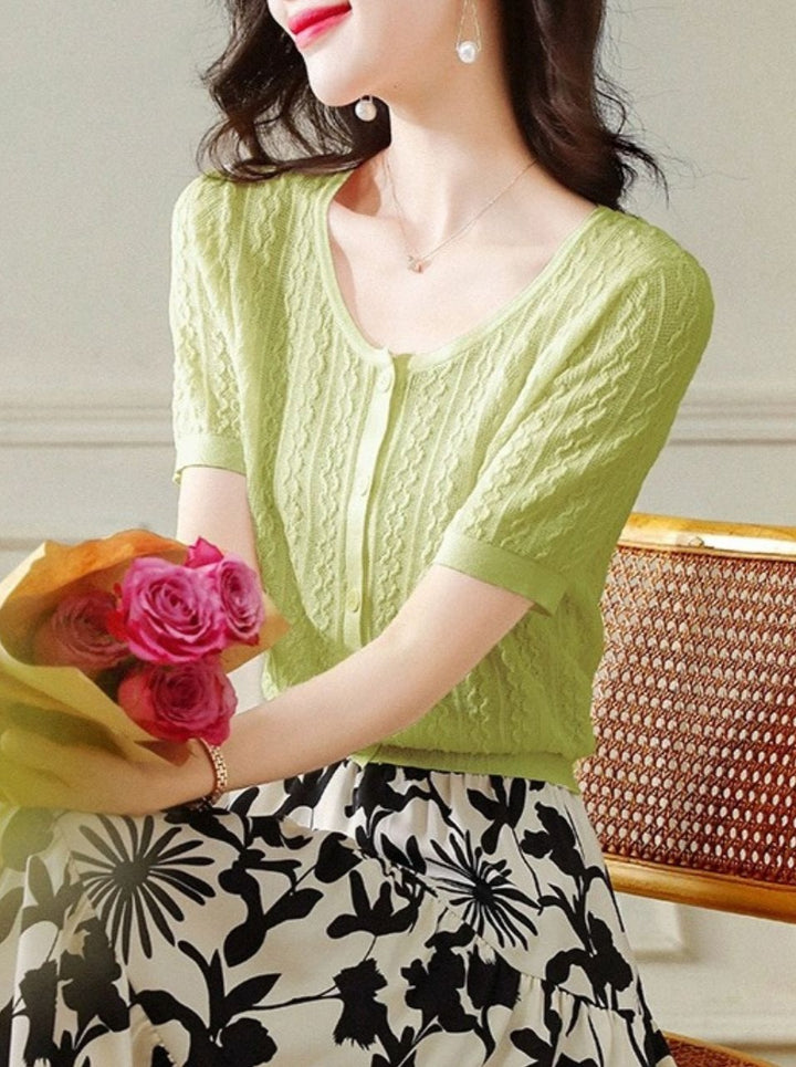 Button-down Cardigan Slim Fit Knitted - Purple