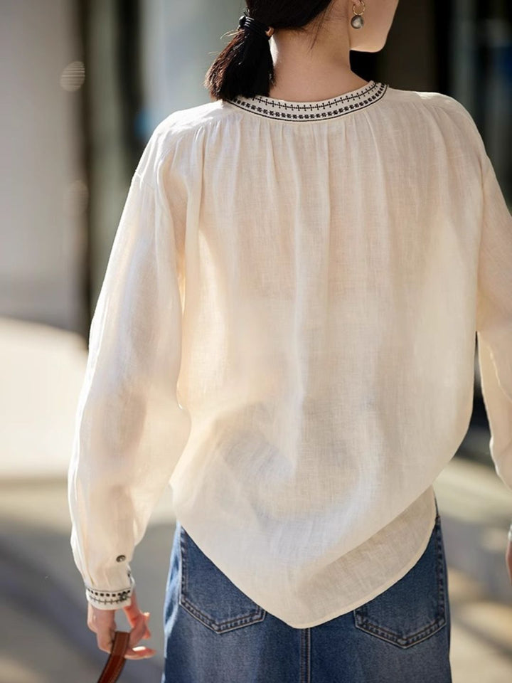 Classic Crew Neck Embroidered Shirt