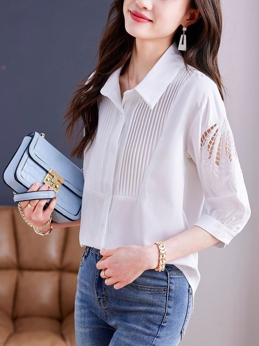 Lapel Chiffon Shirt
