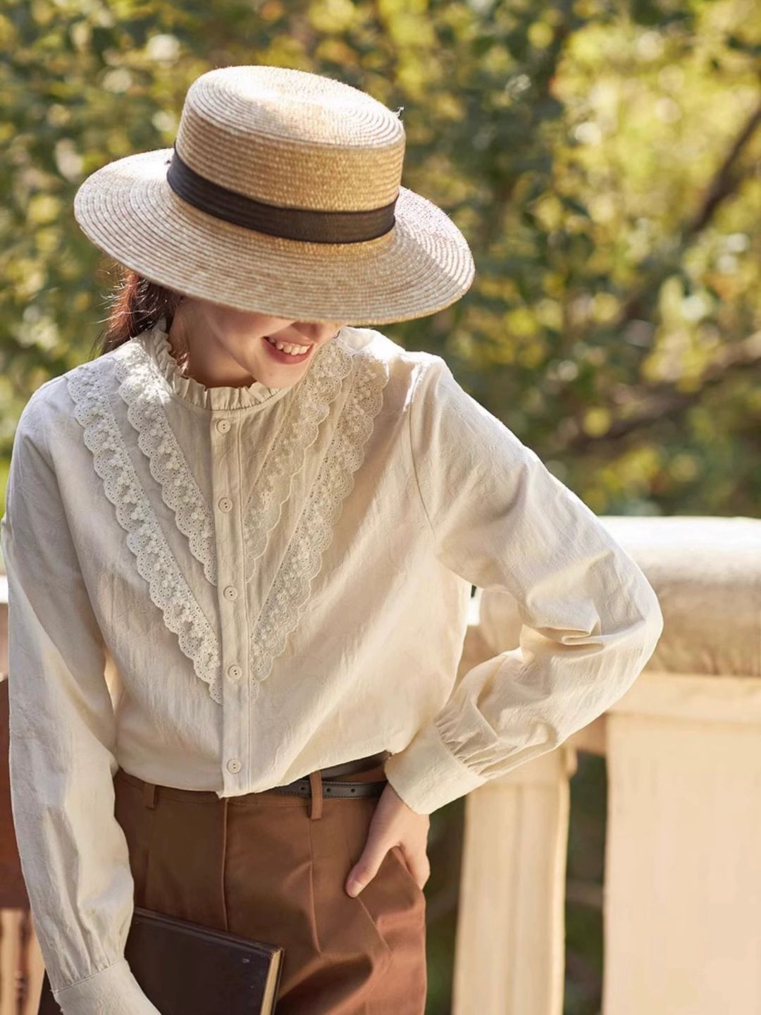 Stand Collar Lace Shirt