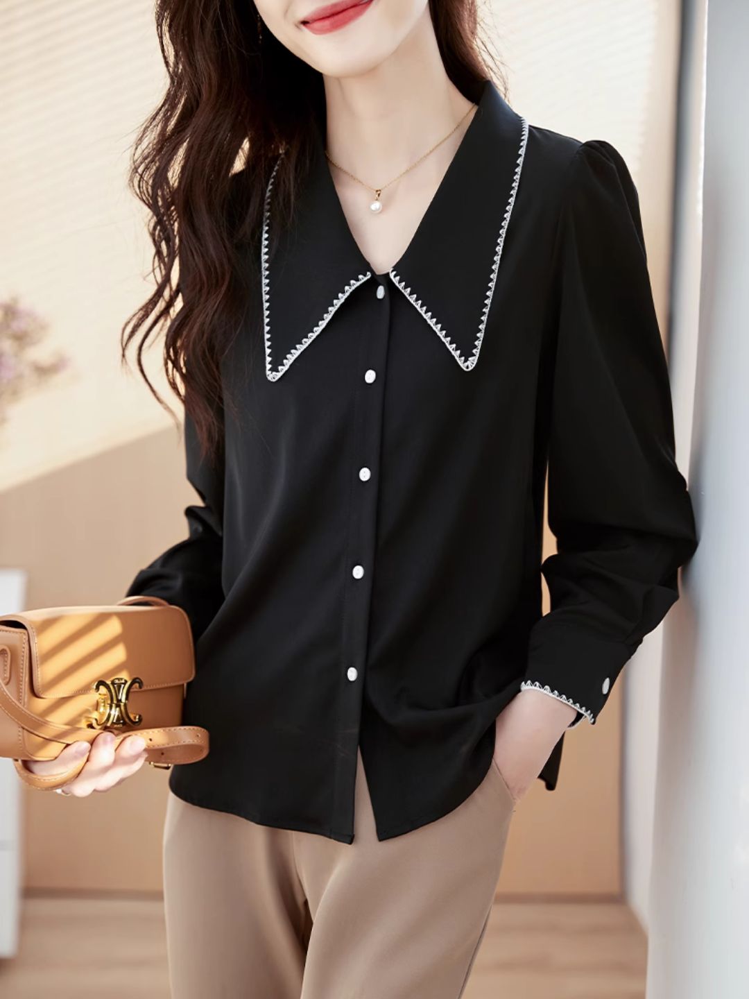 Lapel Chiffon Shirt