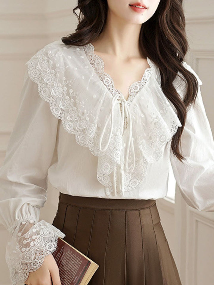 V-Neck Lace Shirt