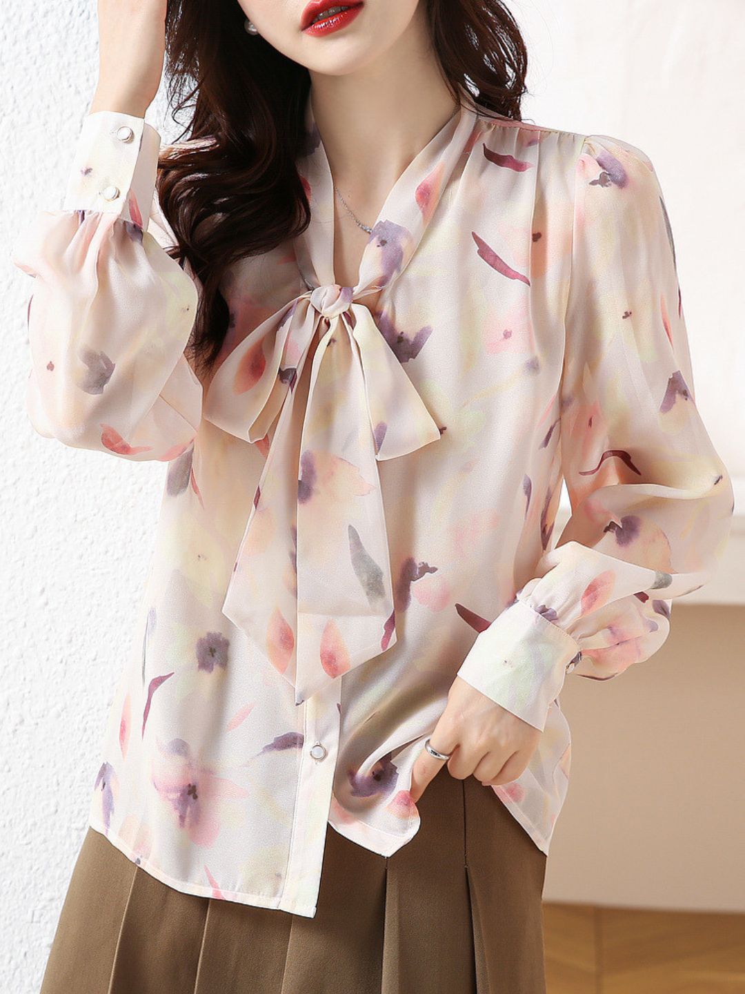 Elegant V-Neck Floral Shirt