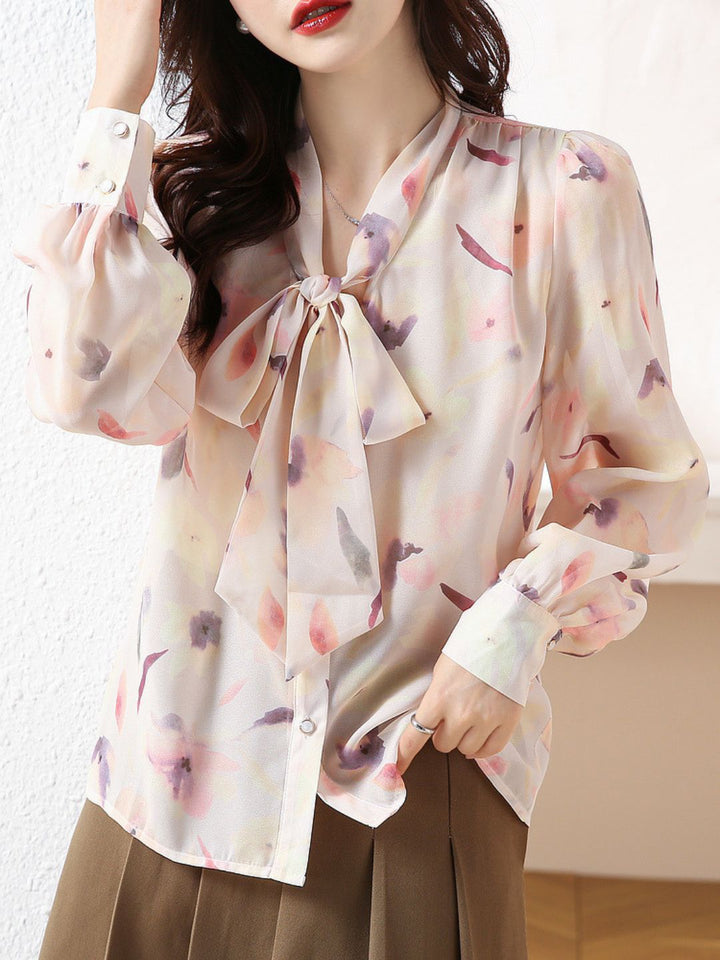 Elegant V-Neck Floral Shirt
