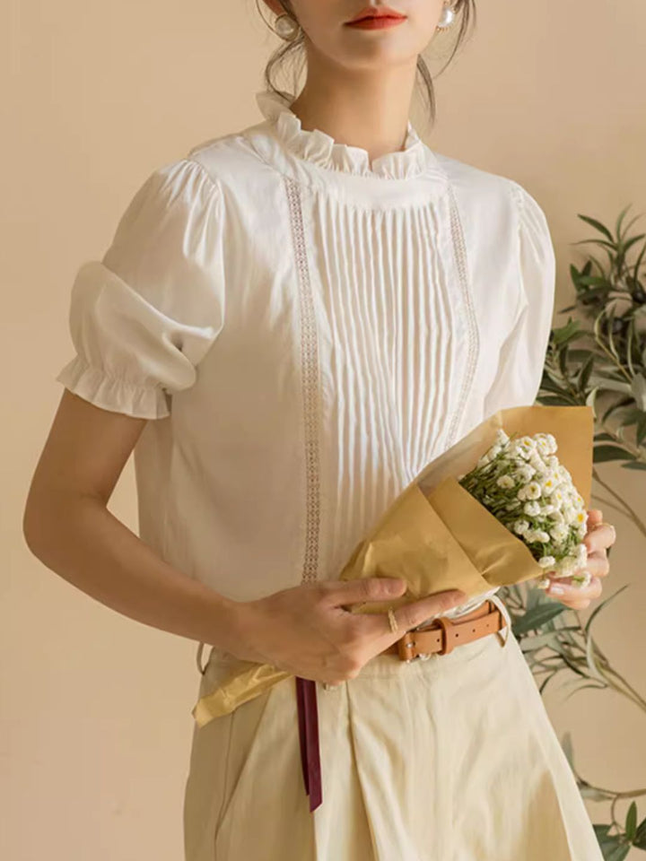 Accordion Pleated Commuter White Shirt