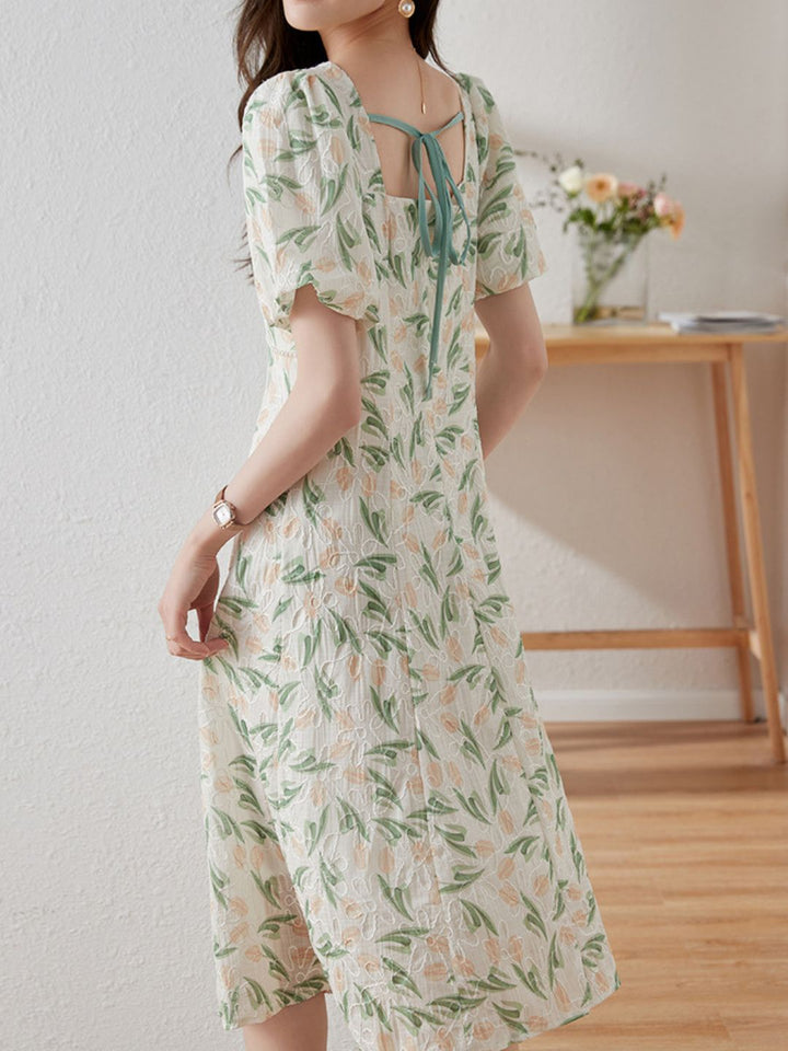 Square Neck Jacquard Dress