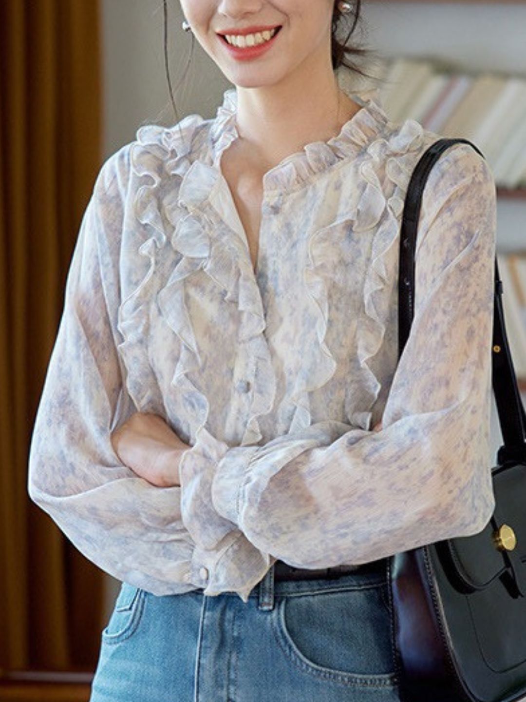 Vintage Ruffle Print Shirt