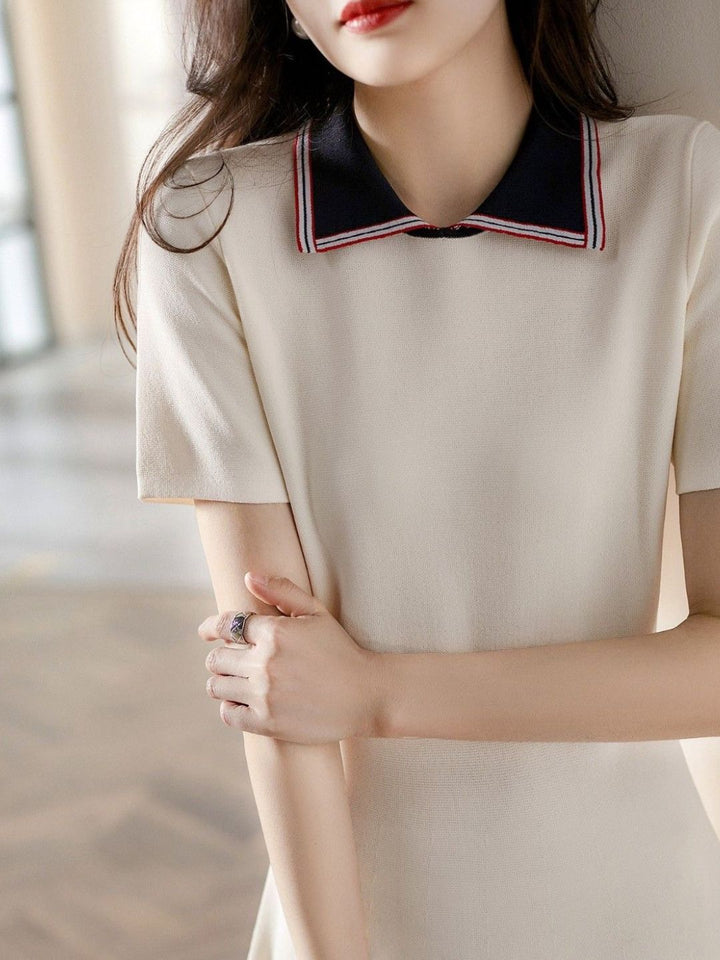 Polo Neck A-Line Knit Dress