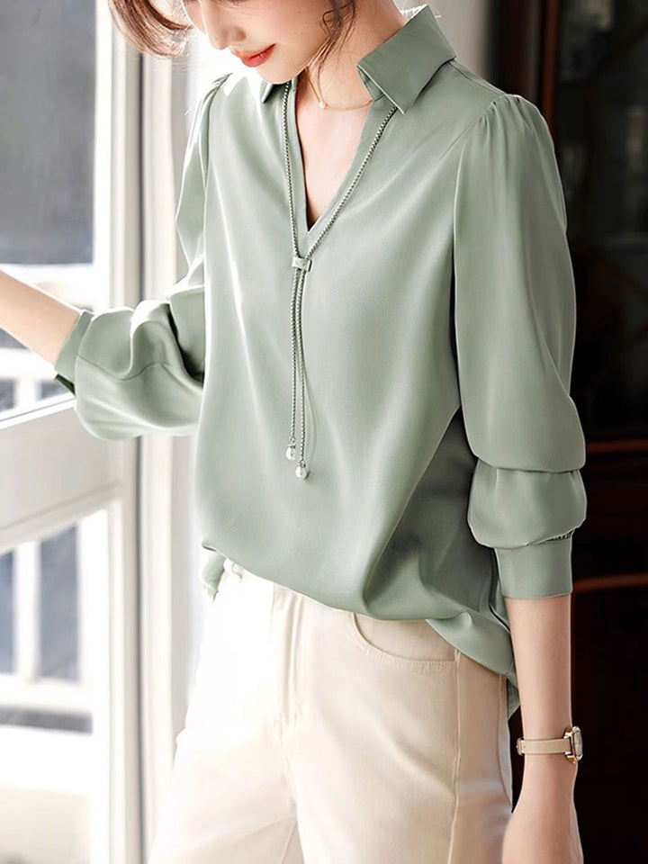 Elegant V-Neck Satin TOP
