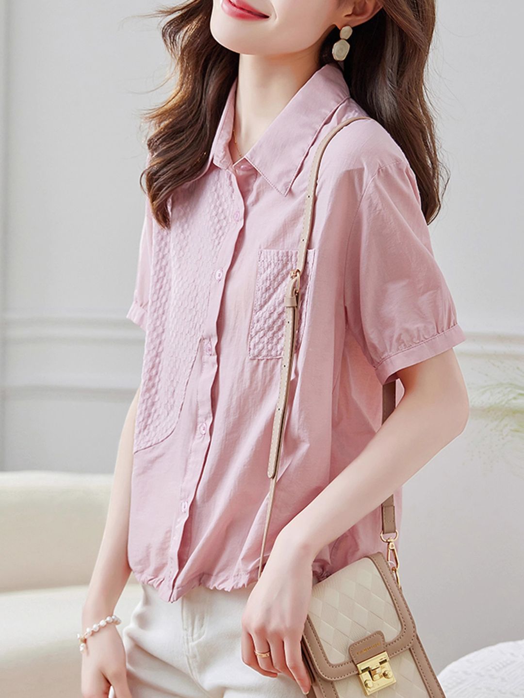 Fashion Lapel Short Sleeve Shirt