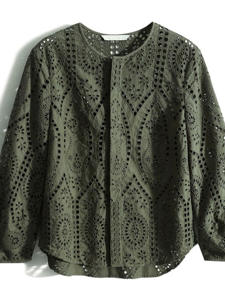 Round Neck Hollow Embroidery Shirt