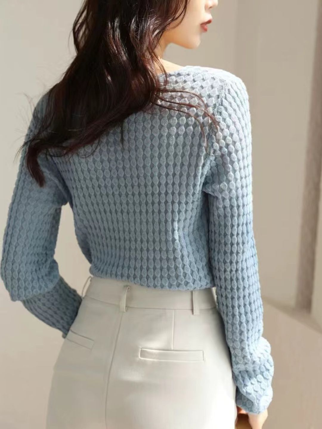 Loose V-Neck Knitted Top